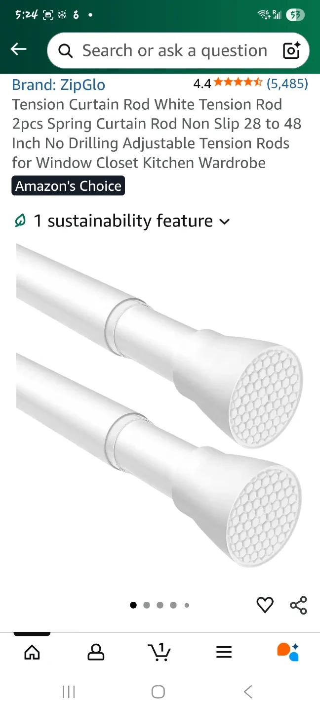 Tension Curtain Rod, 28-48 inch