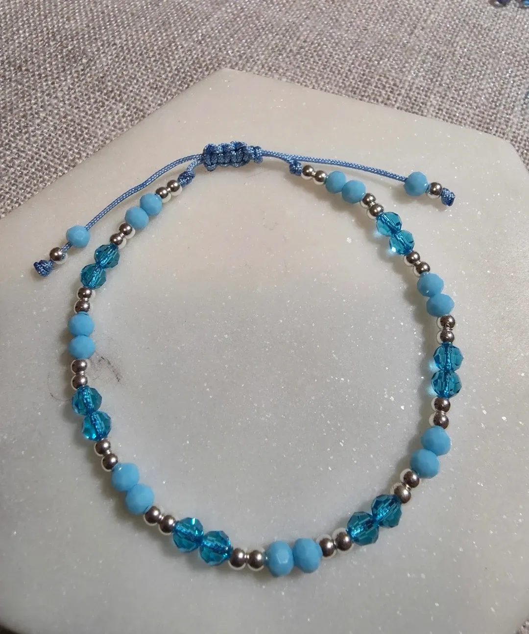 Handmade Beaded Bracelet - Light & Dark Blue