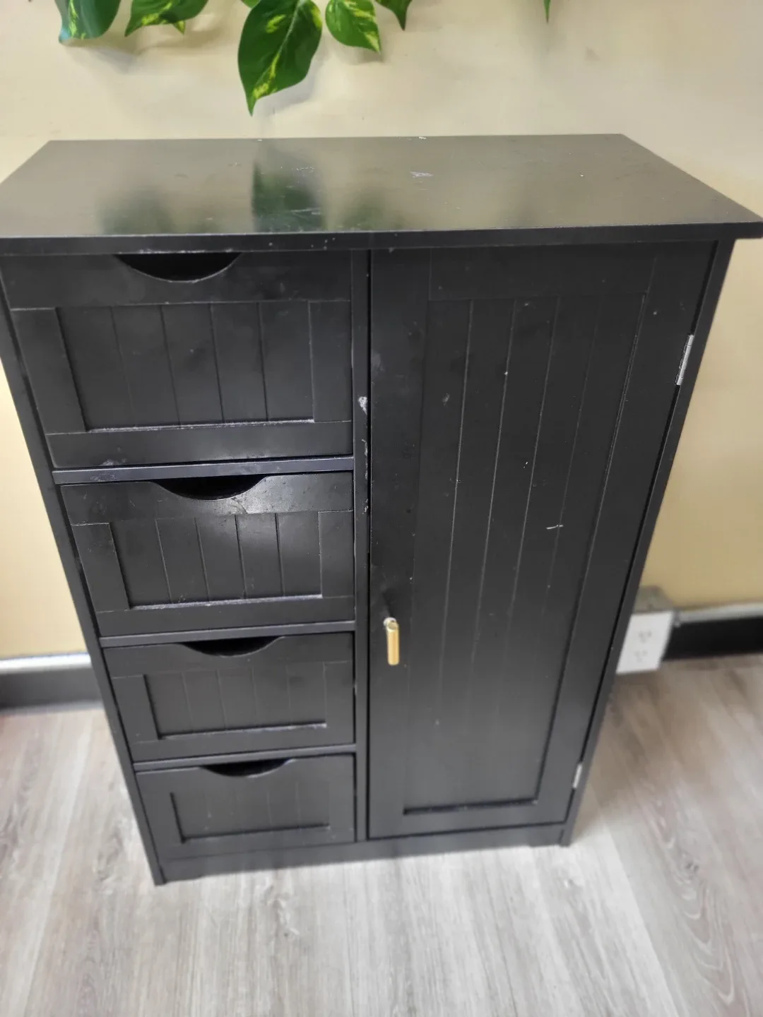 Black Cabinet with Drawers and Door