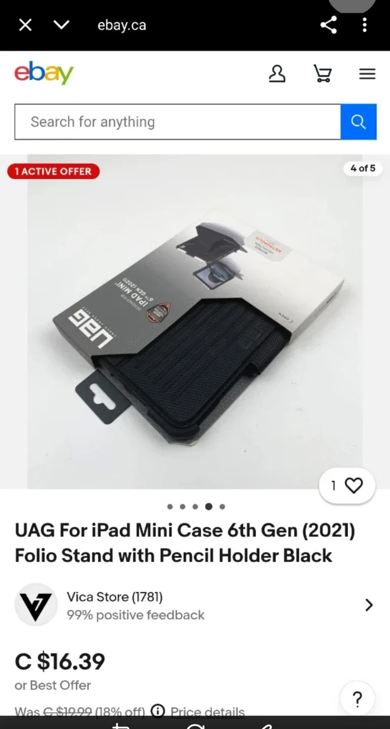 (NEW) UAG iPad Mini 6th Gen (2021) Folio Case - Black #Cleanout image indicator(4)