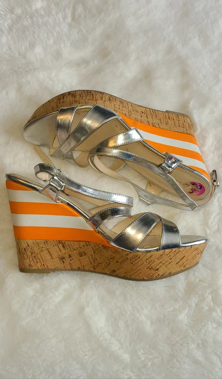 Tommy Hilfiger Silver Wedge Sandals - Sz. 8.5