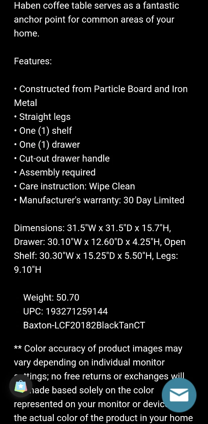 Baxton Studio Haben Coffee Table - Black/Oak Brown - photo 5