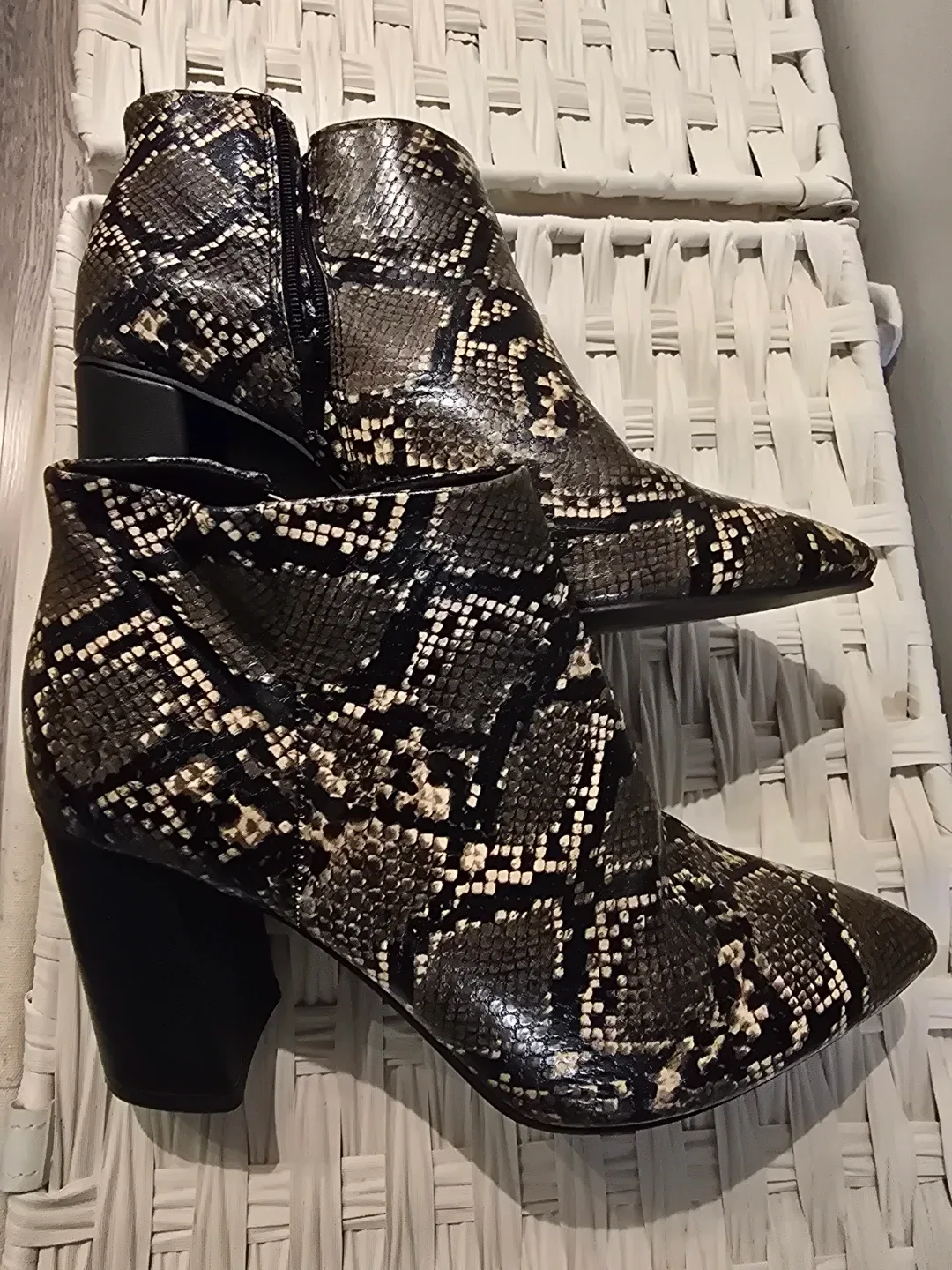 Snakeskin Print Ankle Boots
