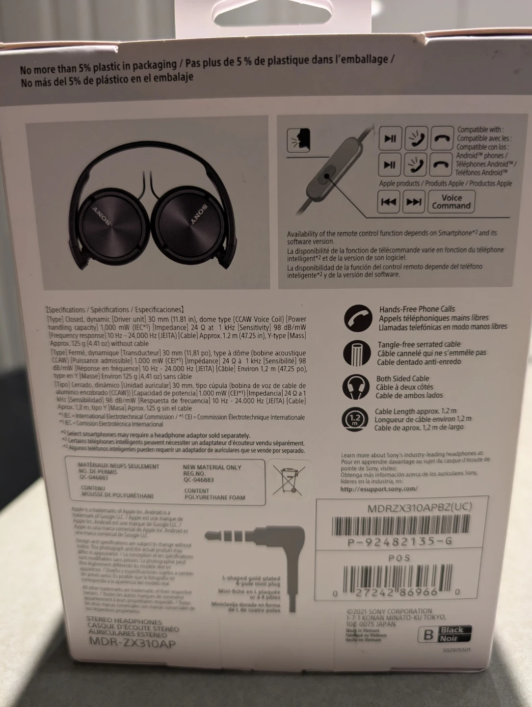 Sony MDR-ZX310AP Headphones - Black - photo 3