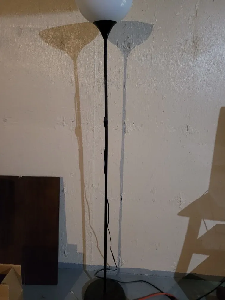 Black Floor Lamp with White Globe Shade