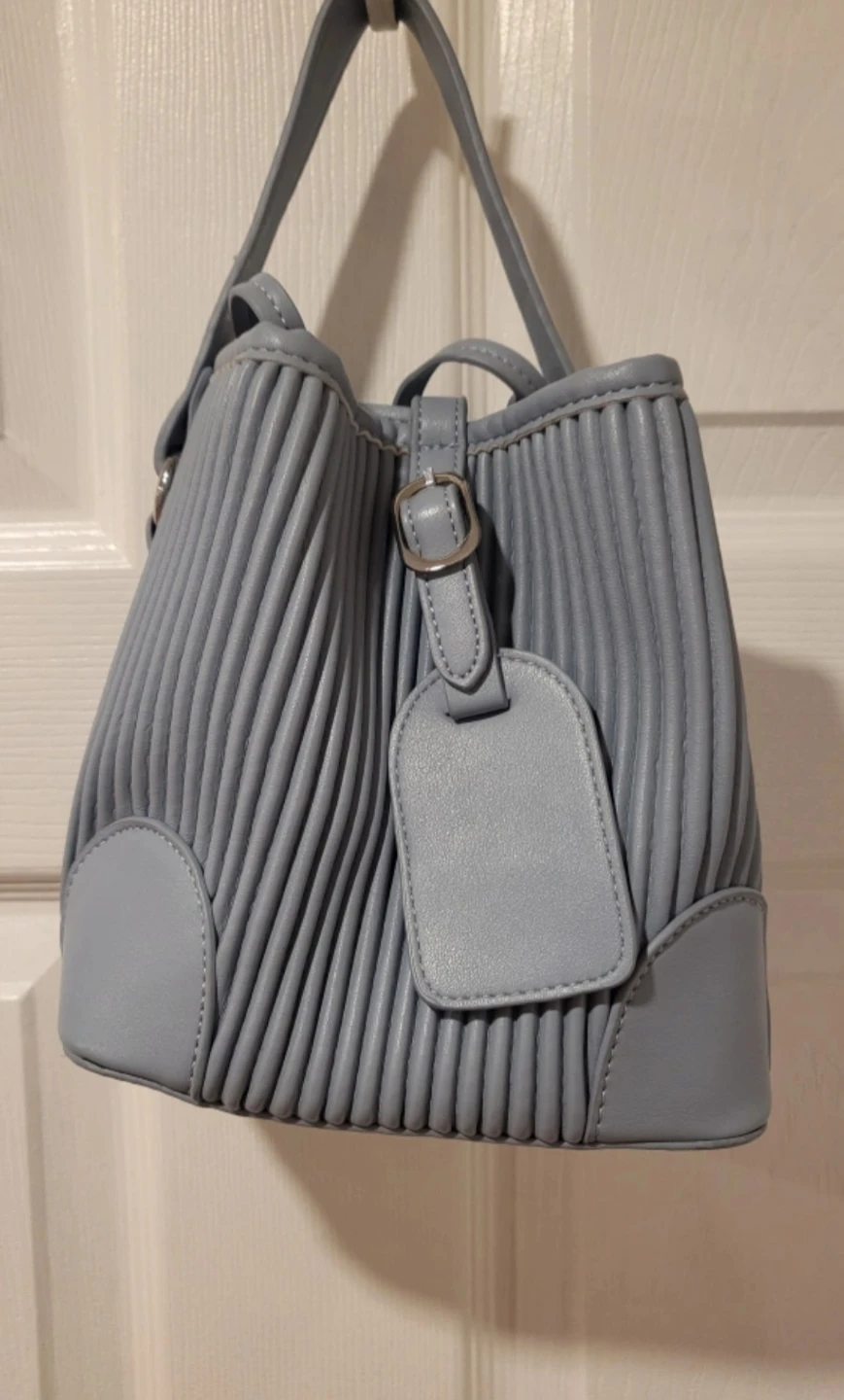 Blue Pleated Handbag