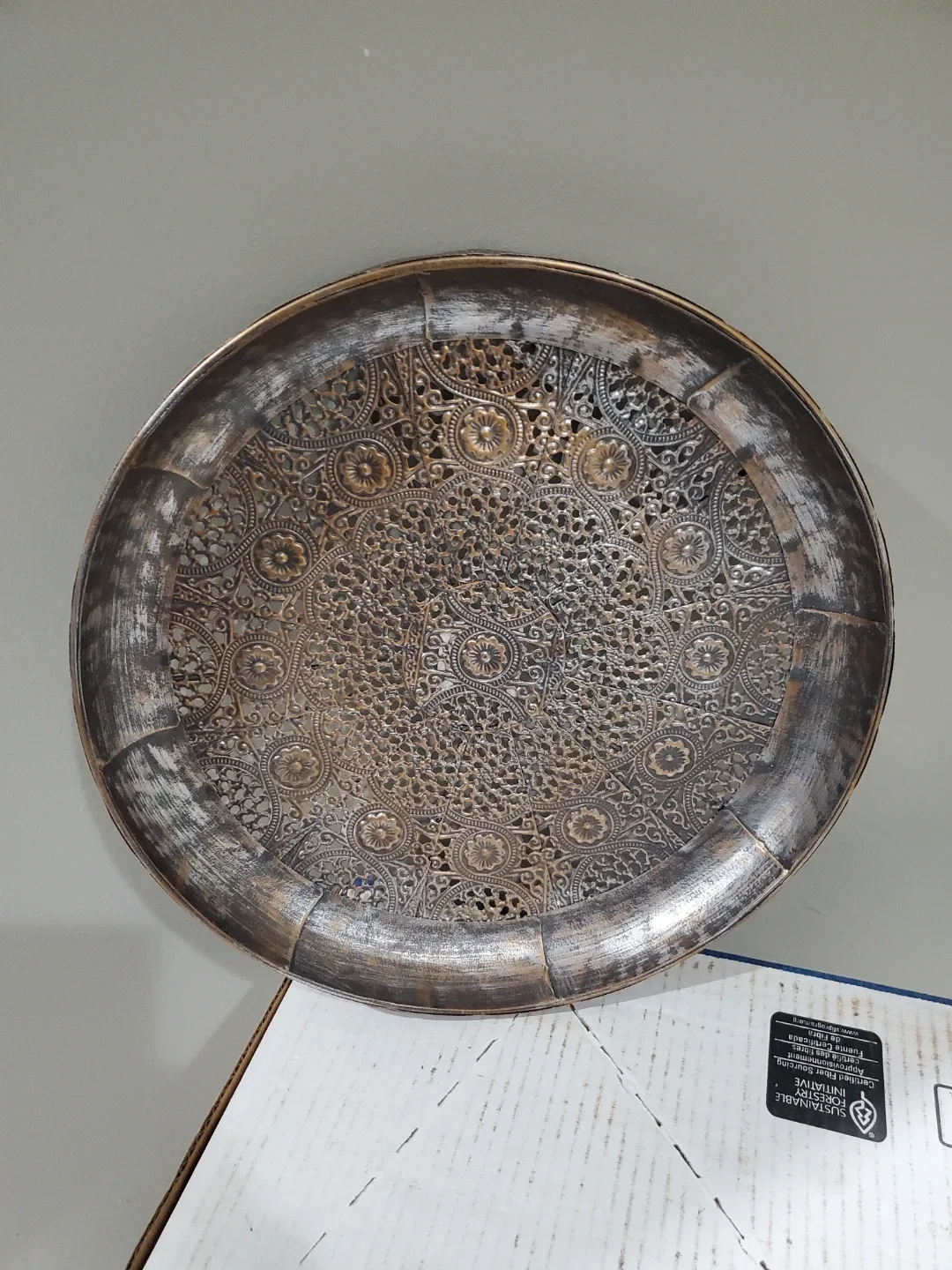 Decorative Round Metal Tray