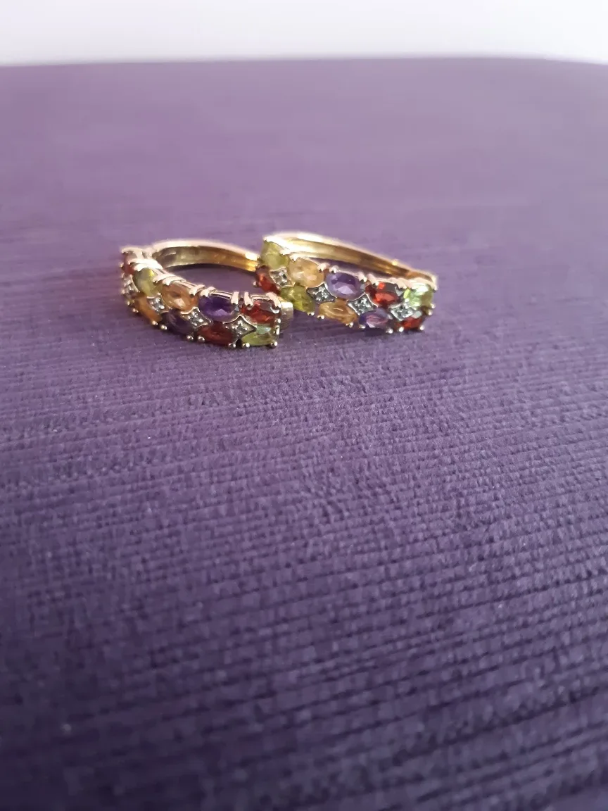 18kgold plated sterling silver earrings with gemstones #Cleanout