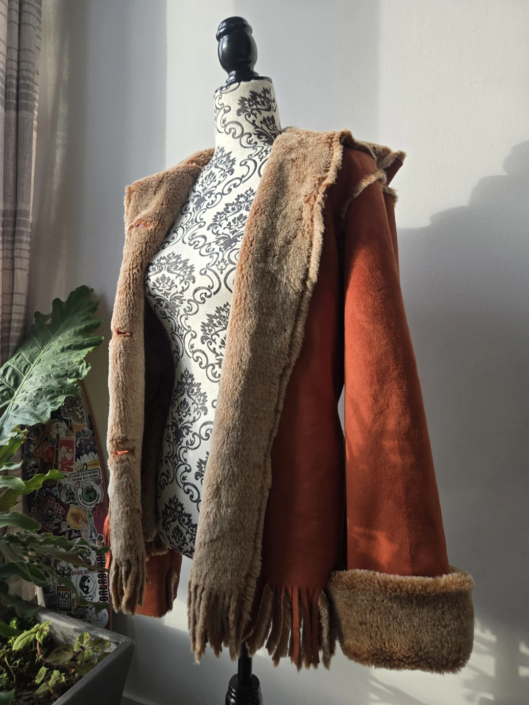 Orange Sherling Hooded Sweater