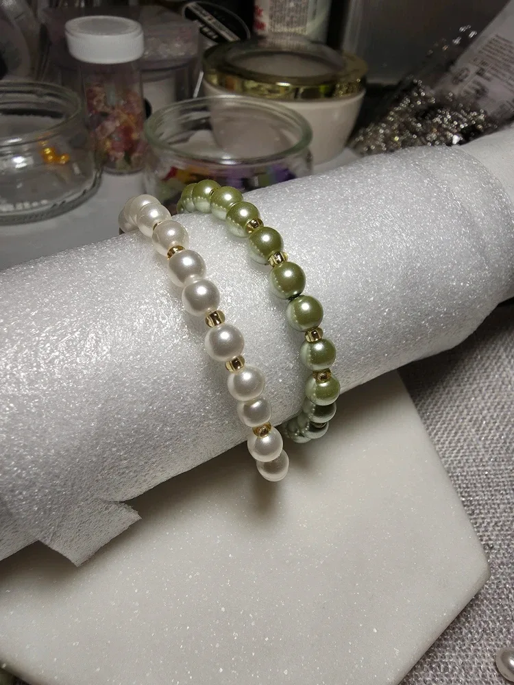 Handmade Pearl Beaded Bracelets - Set of 2 image indicator(2)