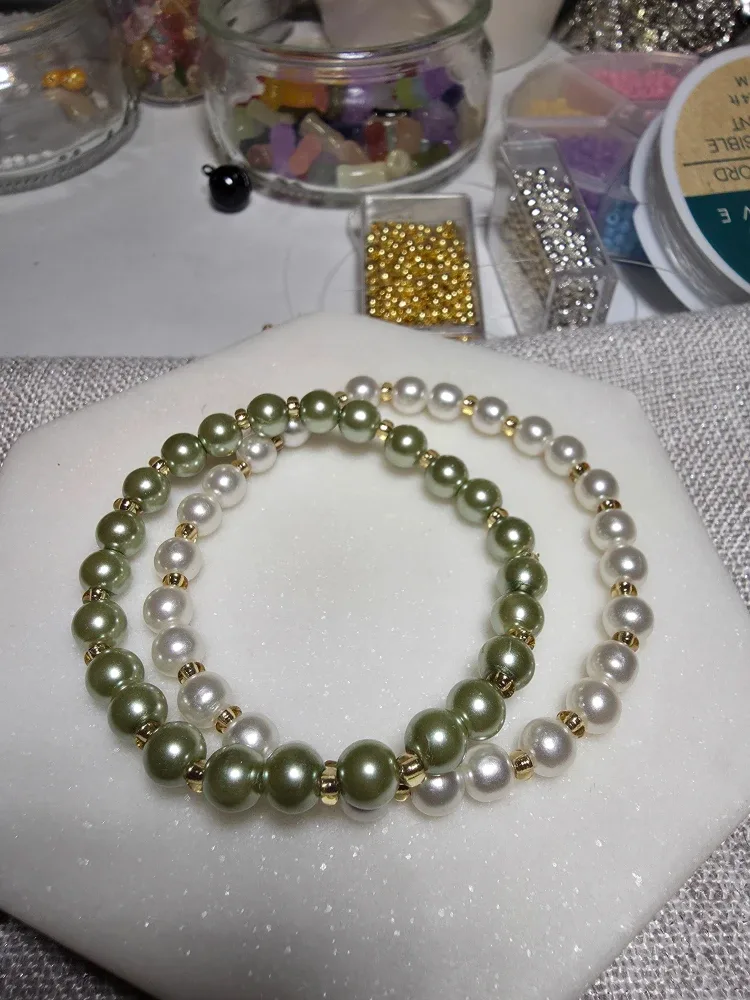 Handmade Pearl Beaded Bracelets - Set of 2 image indicator(3)