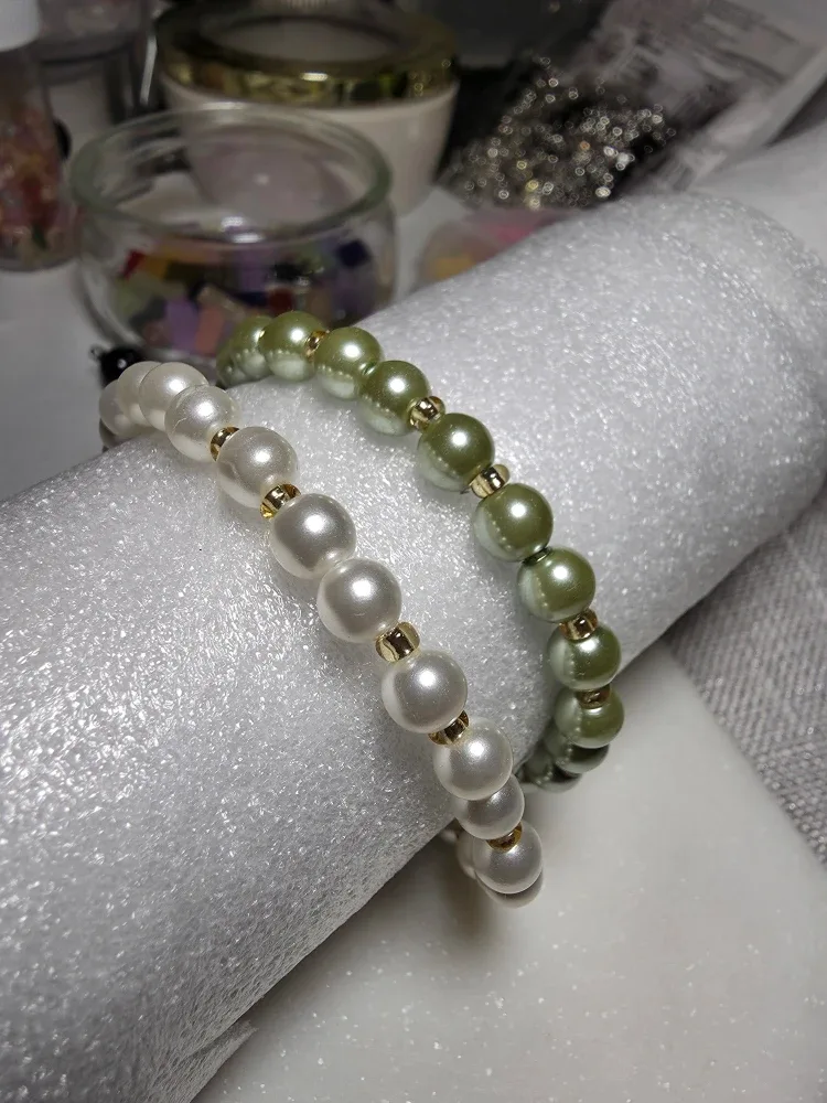Handmade Pearl Beaded Bracelets - Set of 2 image indicator(4)