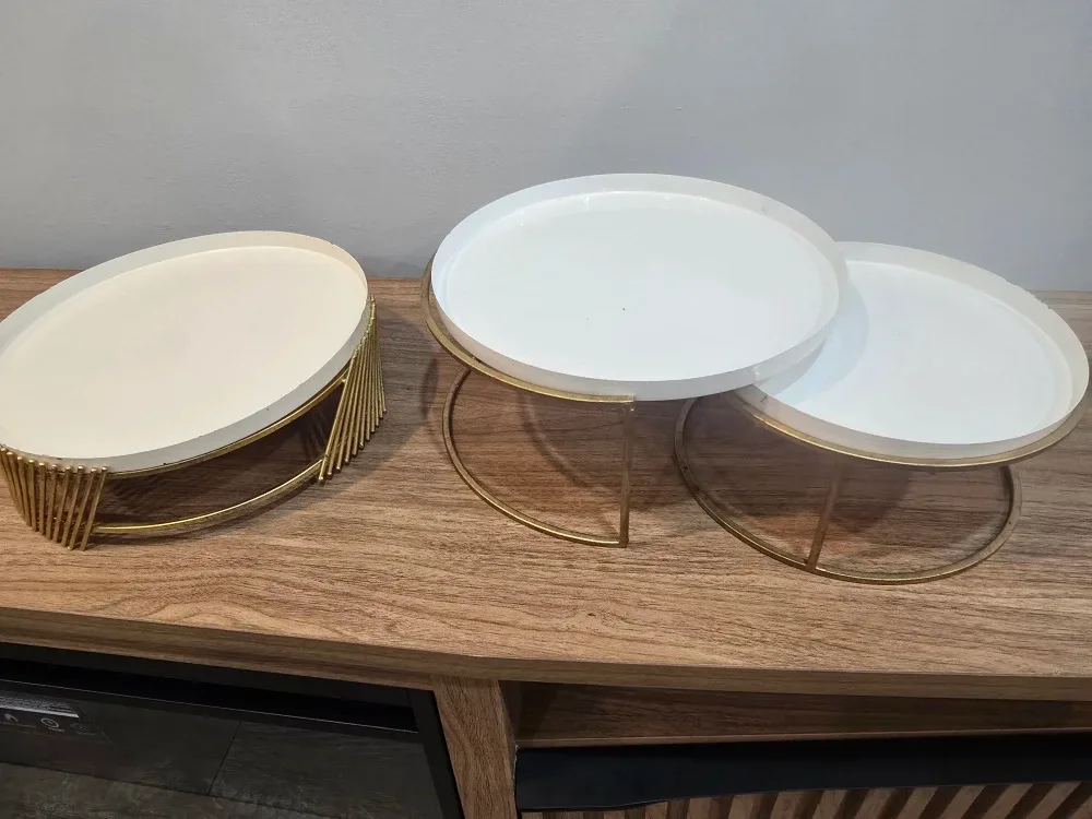 3-Tier White & Gold Serving Stands