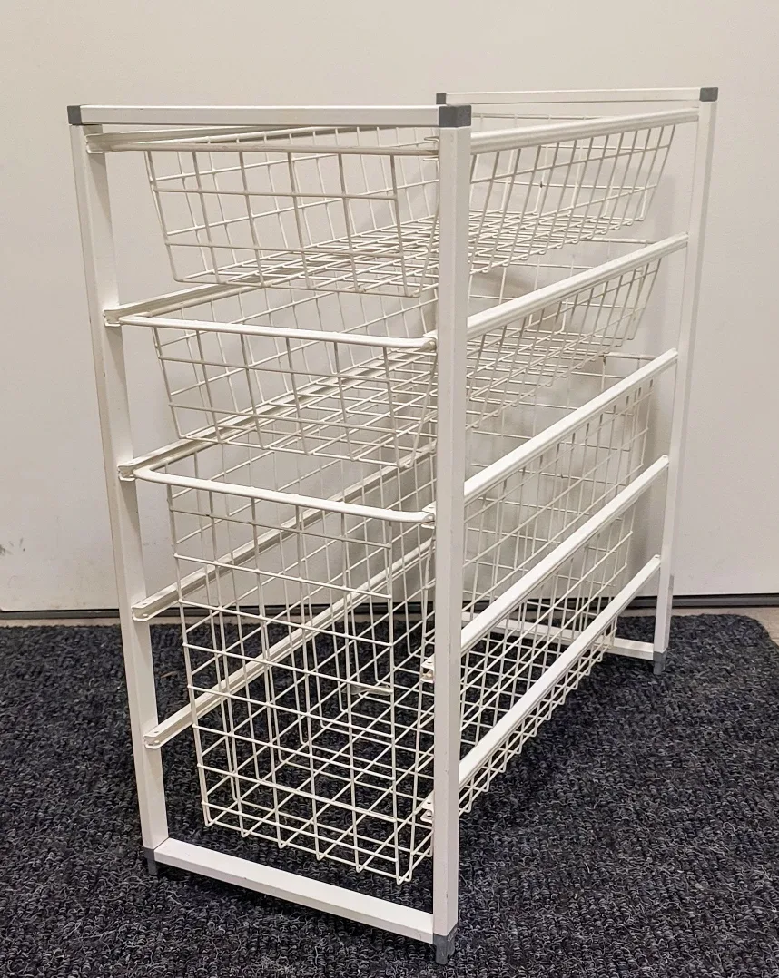 White Wire Basket Storage Rack