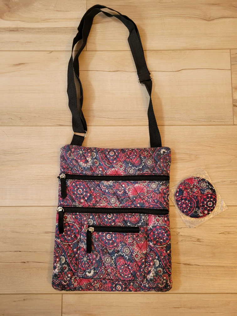 Haband Quilted Crossbody Bag w/ Matching Pocket Mirror