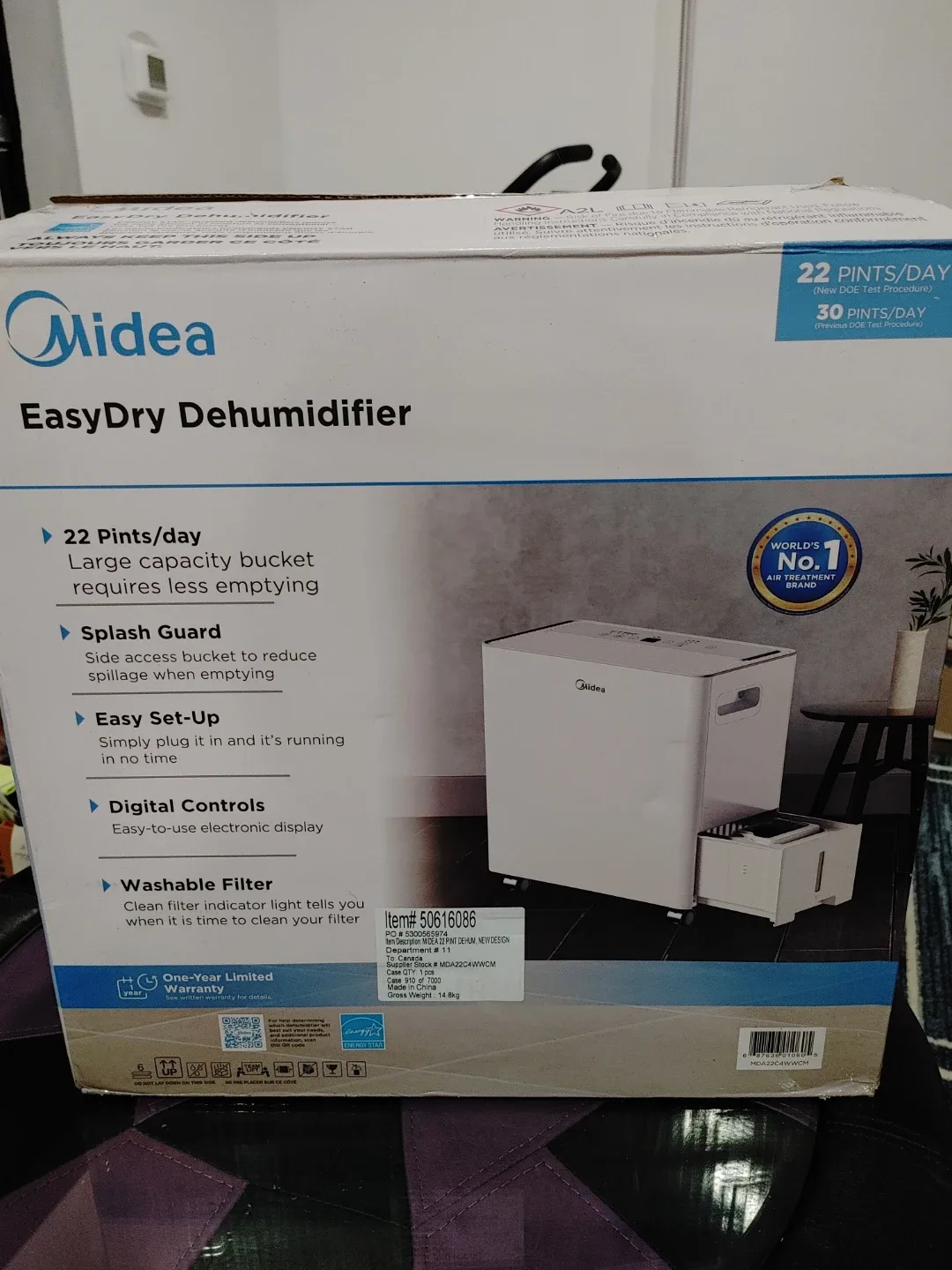🧡MIDEA 22 PINT DEHUMIDIFIER 1500 SQ. FT. EXCELLENT CONDITION