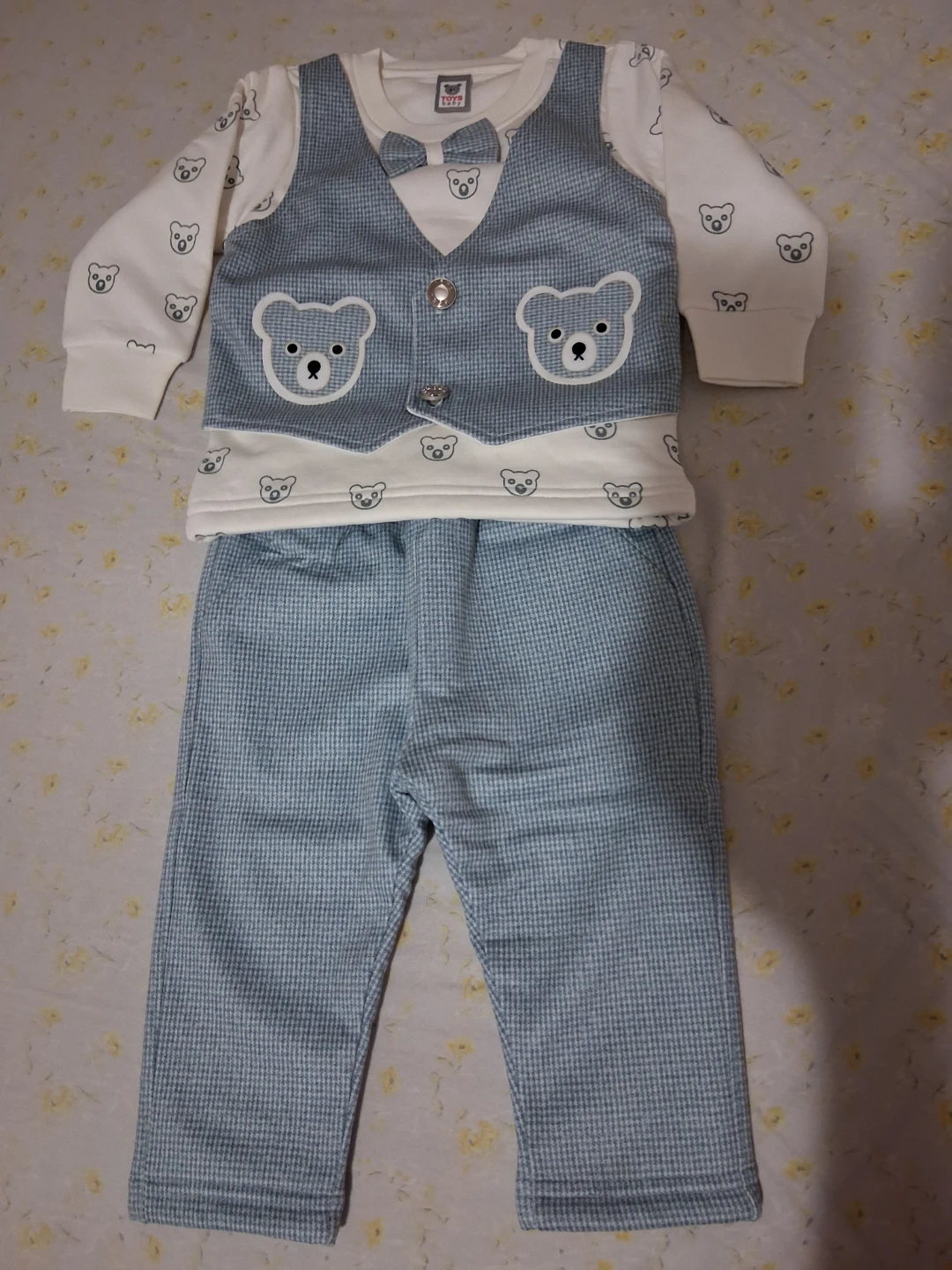 Baby Outfit Set with Bear Design - Boy