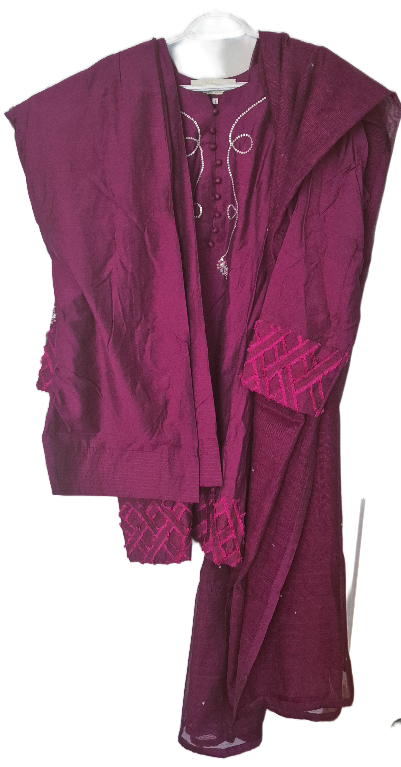 Burgundy 3-Piece Salwar Kameez Suit - photo 2