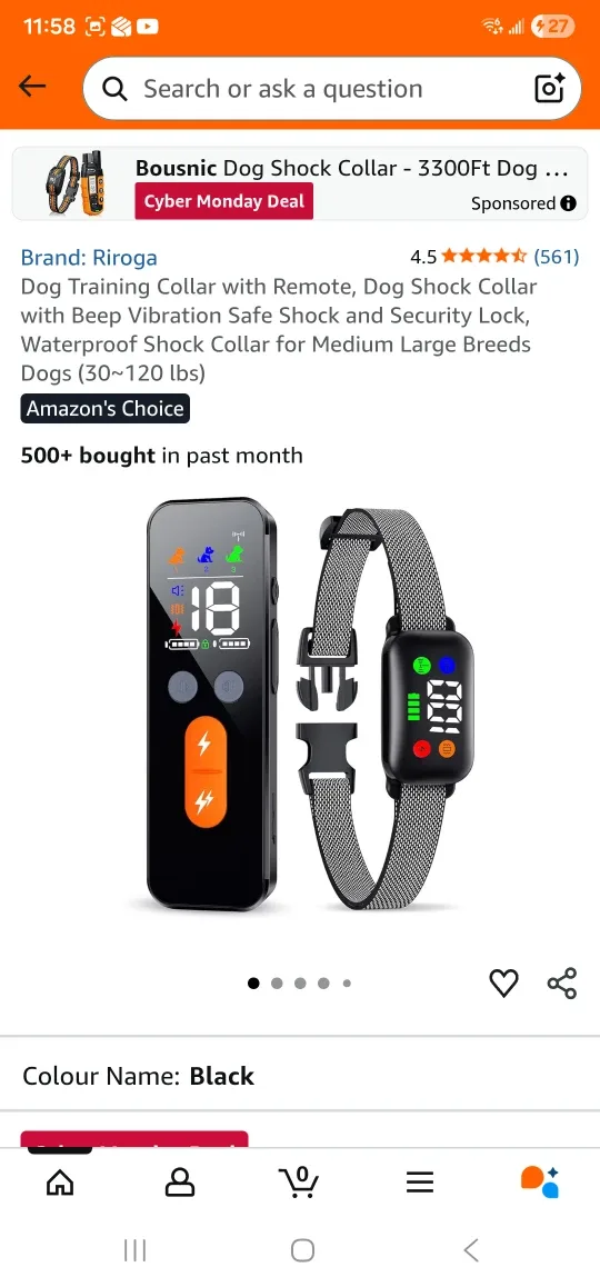 Riroga Dog Training Collar w/ Remote - Black image indicator(3)