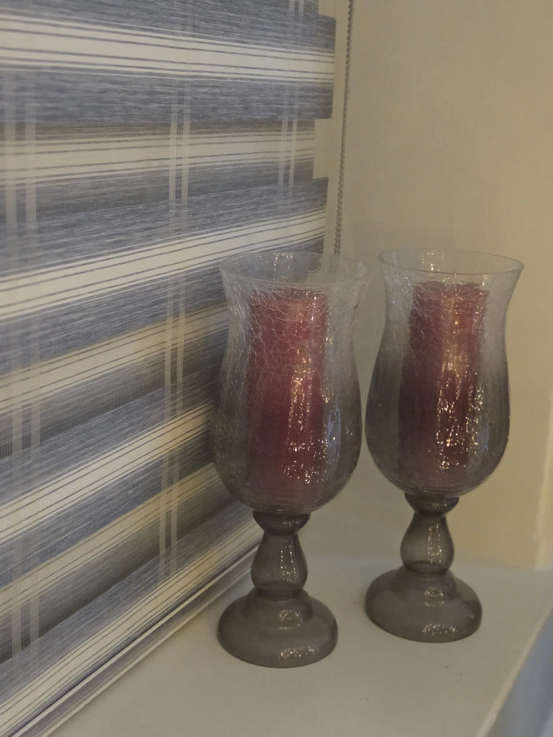 Glass Candle Holders with candle included  - Set of 2 - photo 2