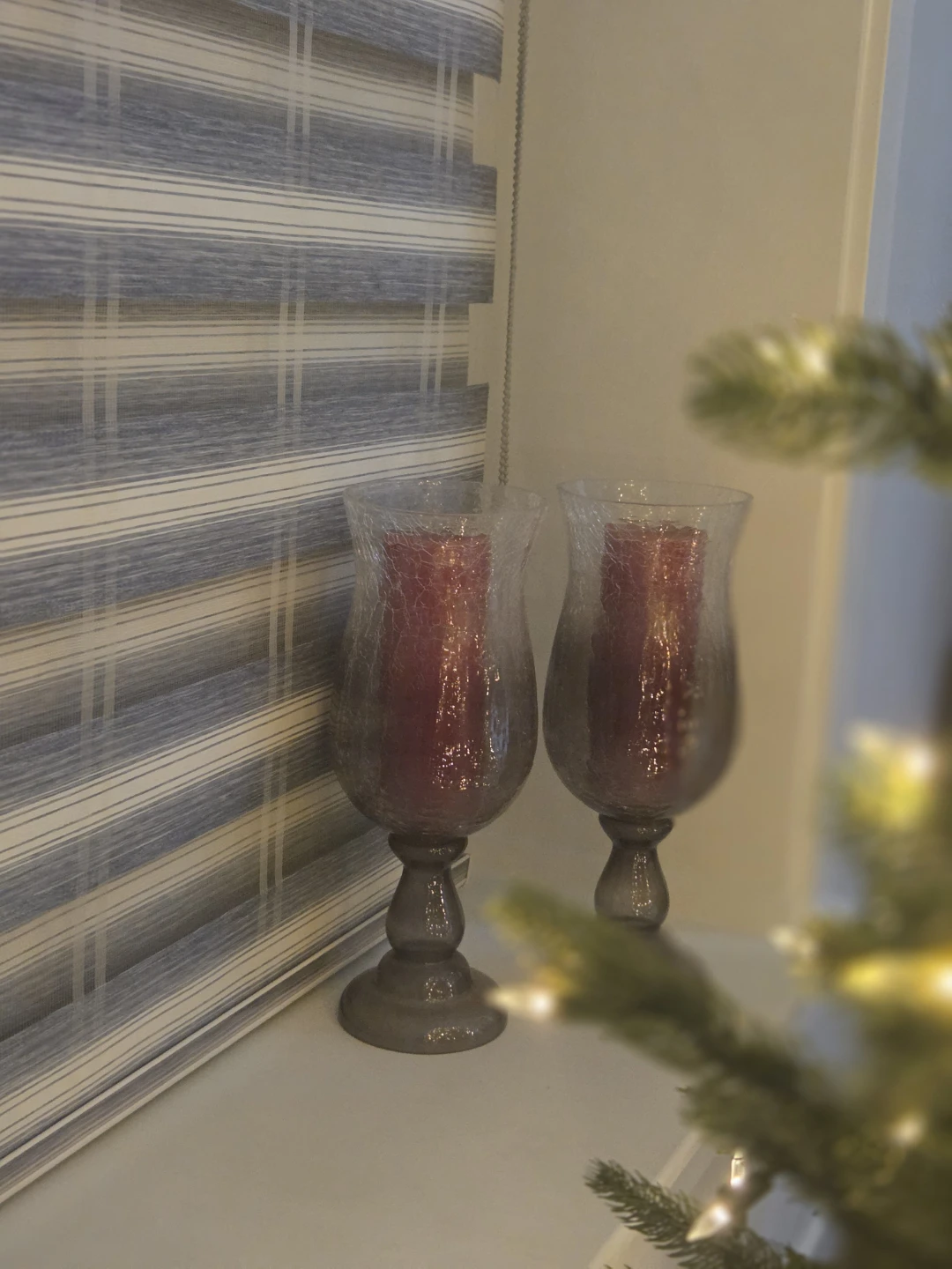 Glass Candle Holders with candle included  - Set of 2