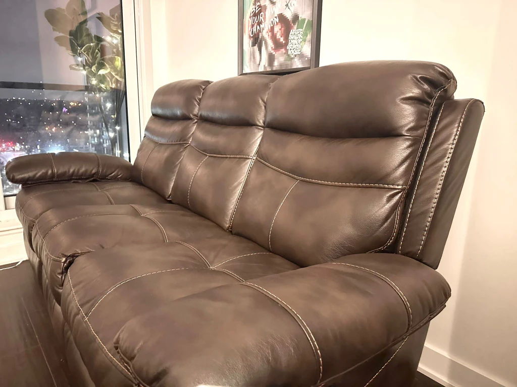Brown Leather Reclining Sofa