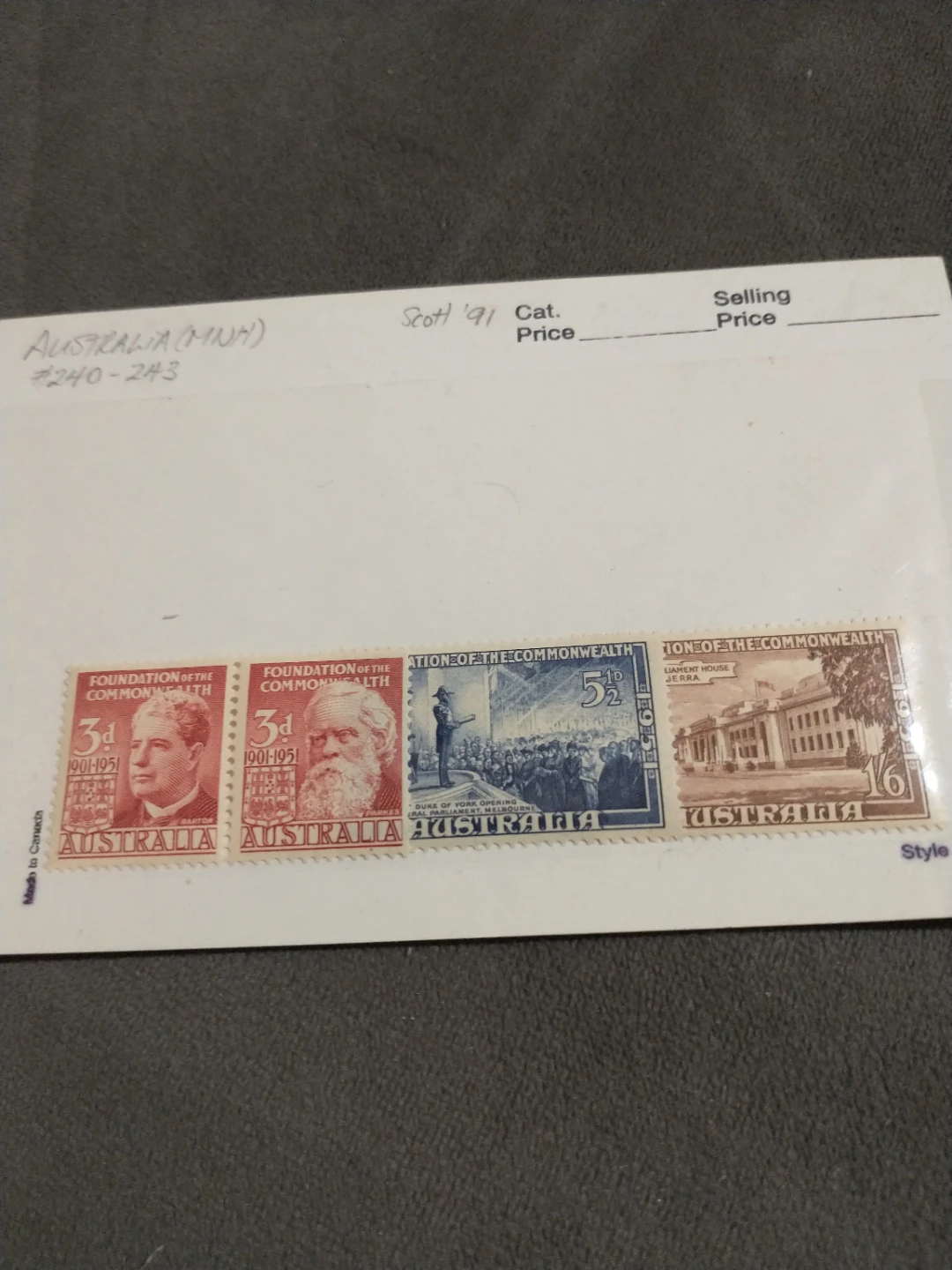 Lovely 1915 Australia Scott cat. #240-243 MNH 50th anniversary - photo 3