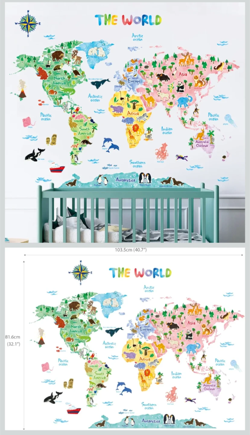 New Decowall World Map Wall Stickers - photo 2