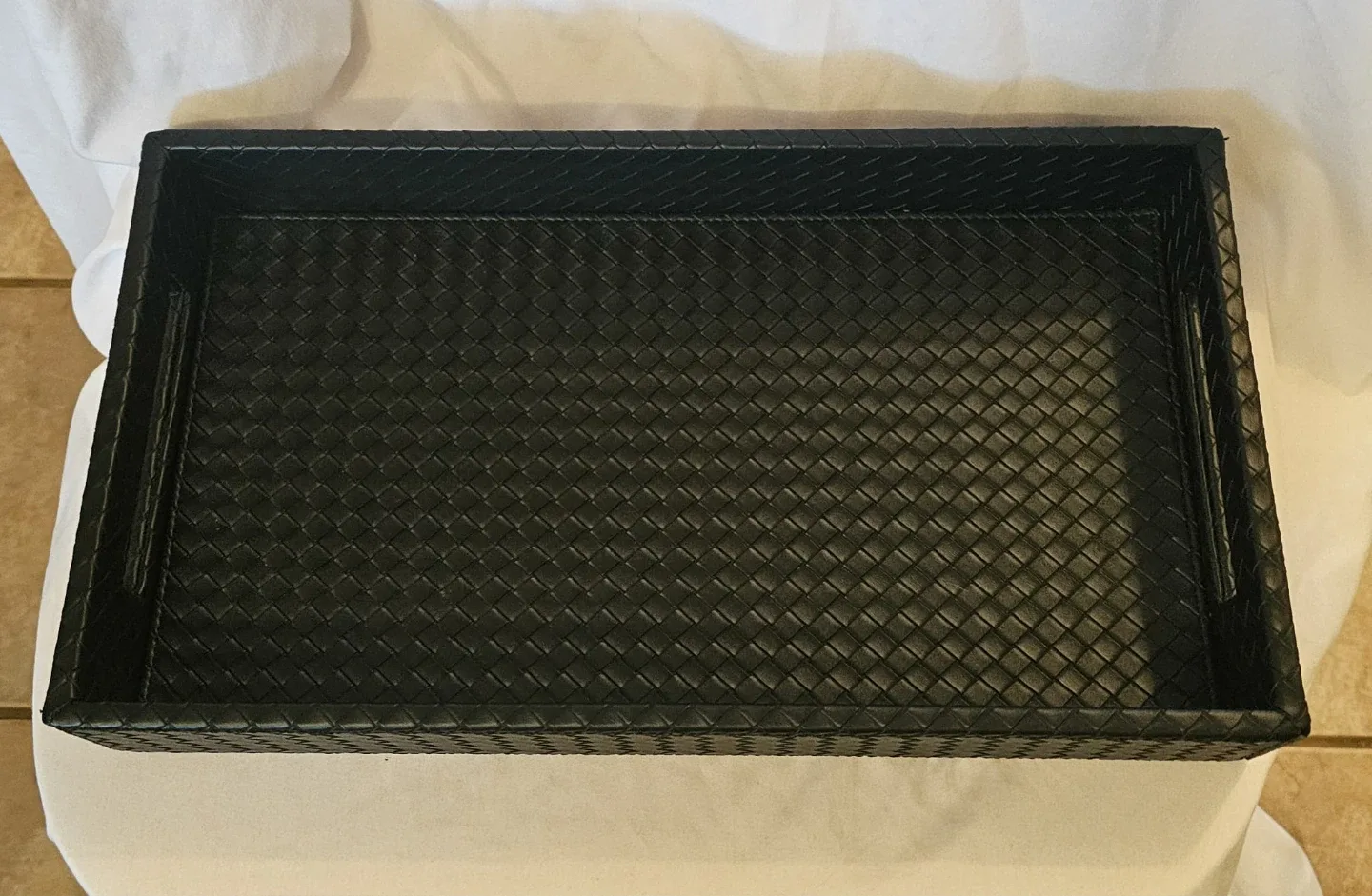 Black Urban Barn Large Fraser Faux Leather Tray image indicator(2)