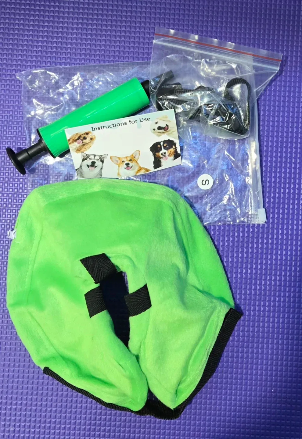 Pet Inflatable Collar, Size S and M - Green