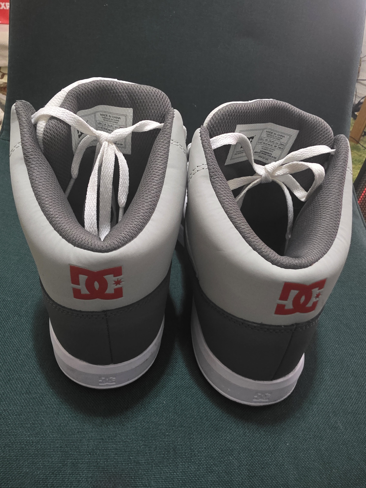 DC High-Top Sneakers, Gray and White