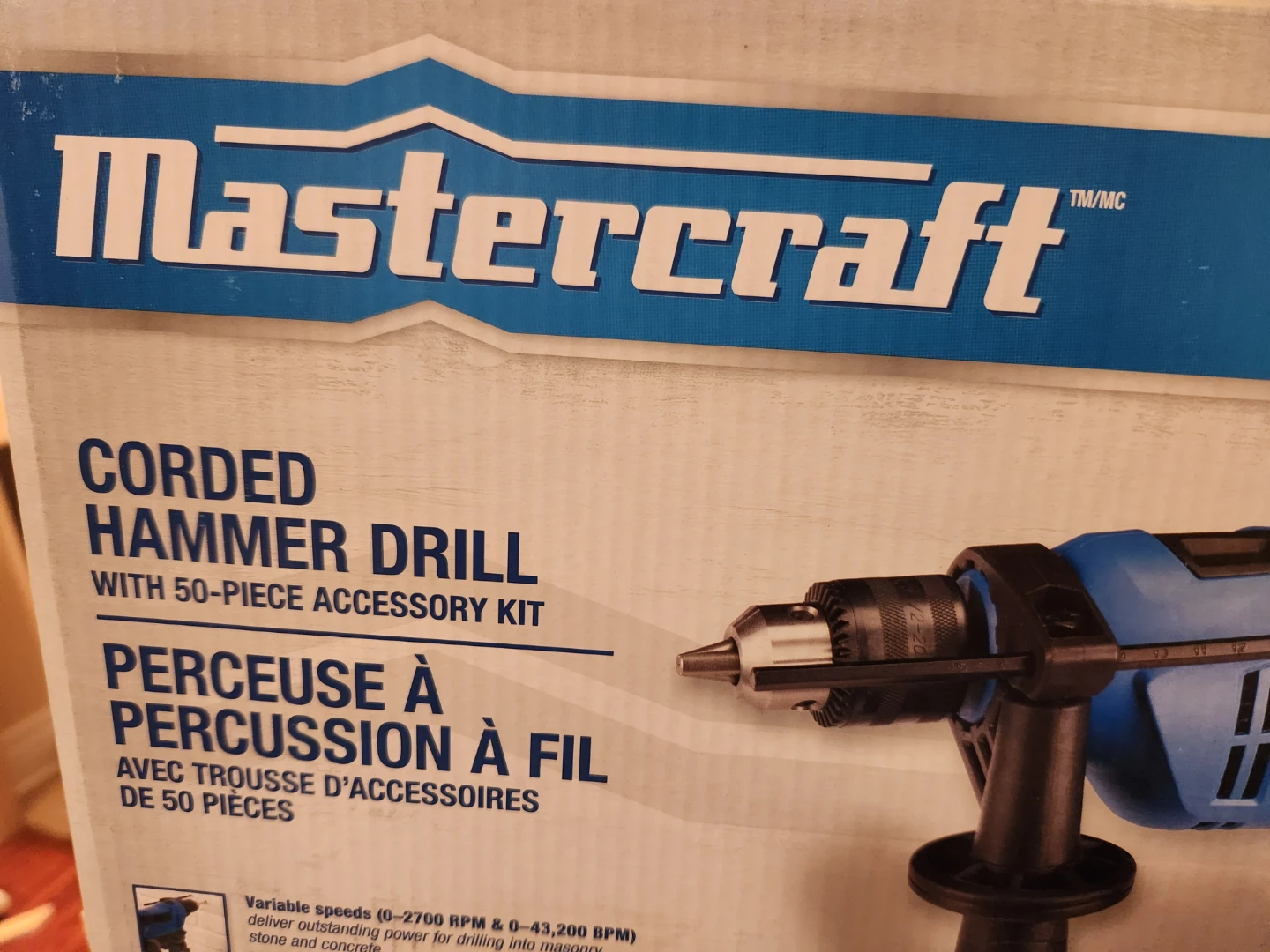Mastercraft Corded Hammer Drill with 50-Piece Kit - photo 2