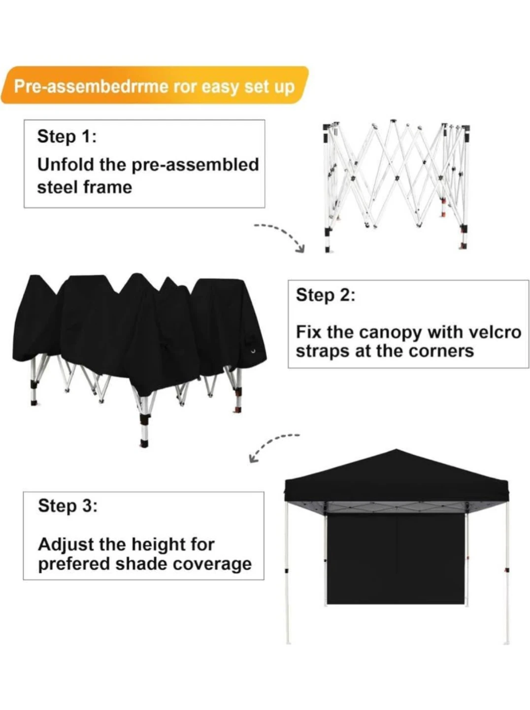 10FTx10FT Instant Canopy - Black - photo 2
