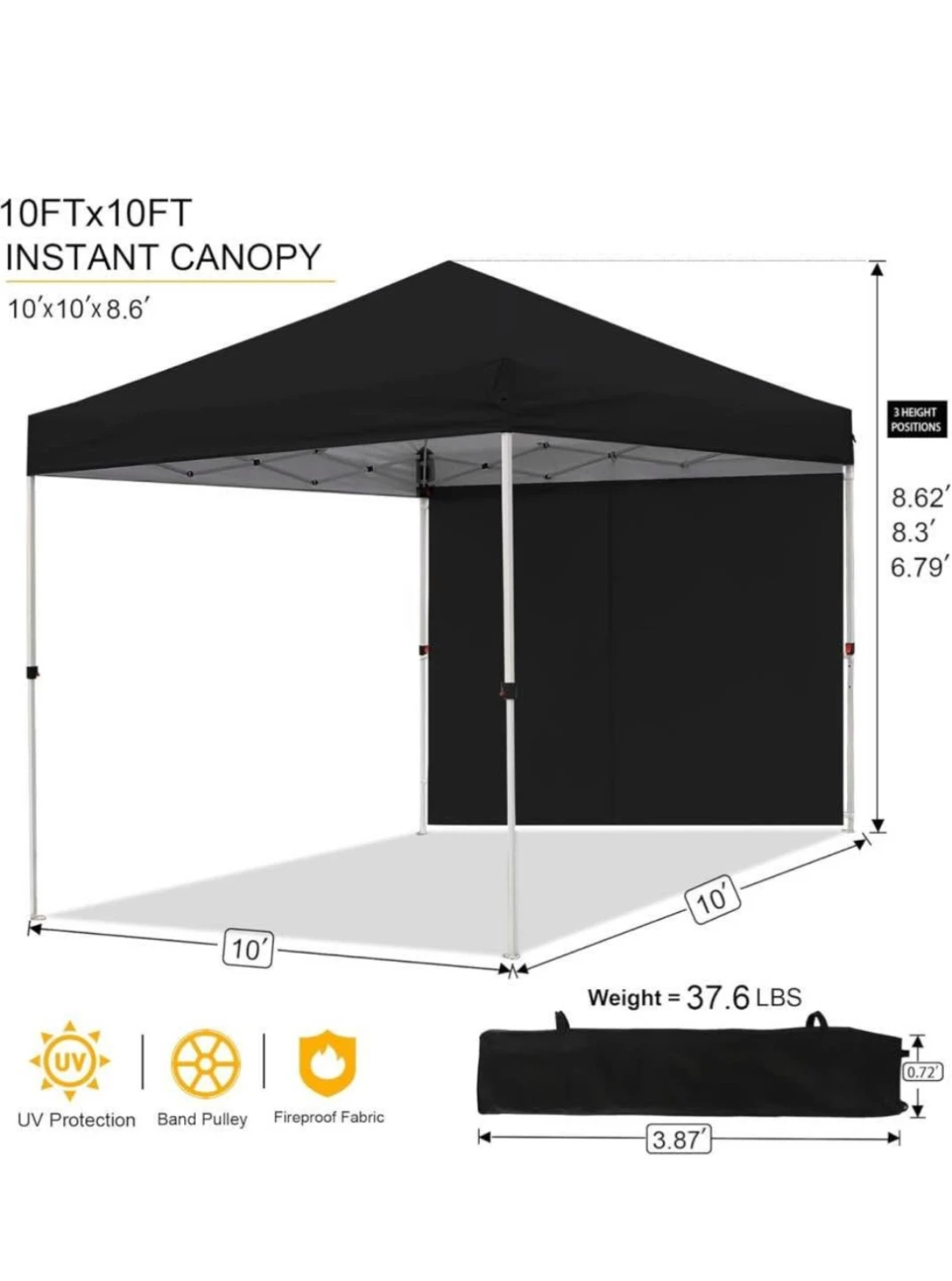 10FTx10FT Instant Canopy - Black - photo 4