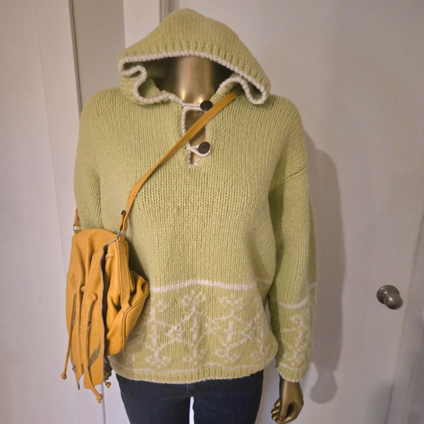 Vintage World Folk Art Imports Wool Hooded Sweater