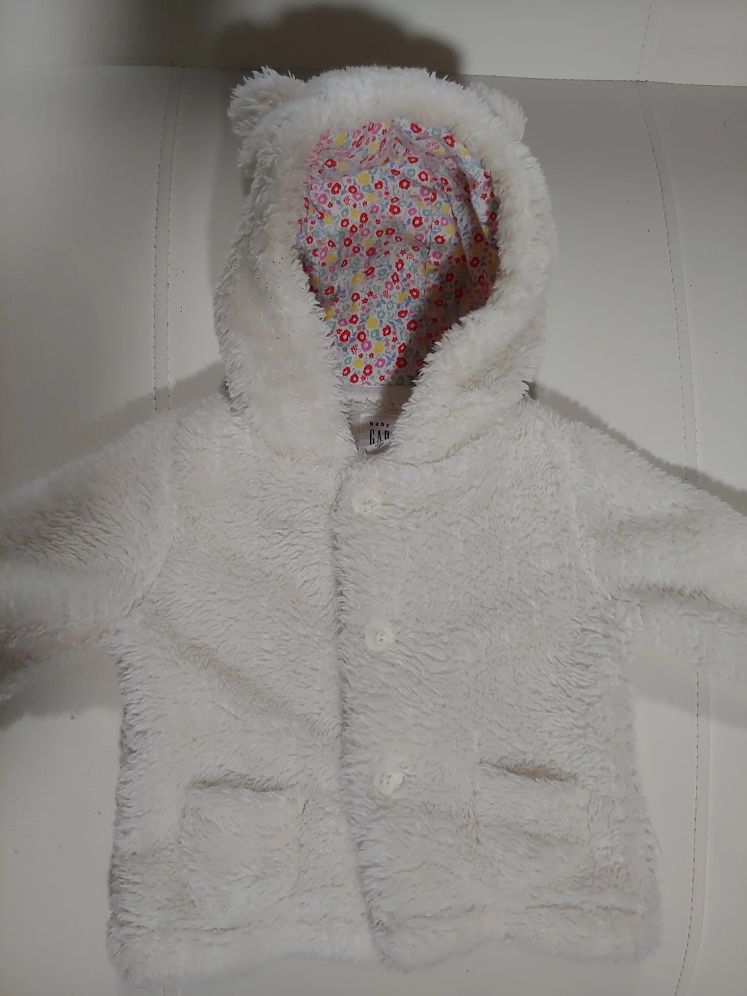 New with tag. Baby Gap White Bear Hooded Jacket - 6-12 Months
