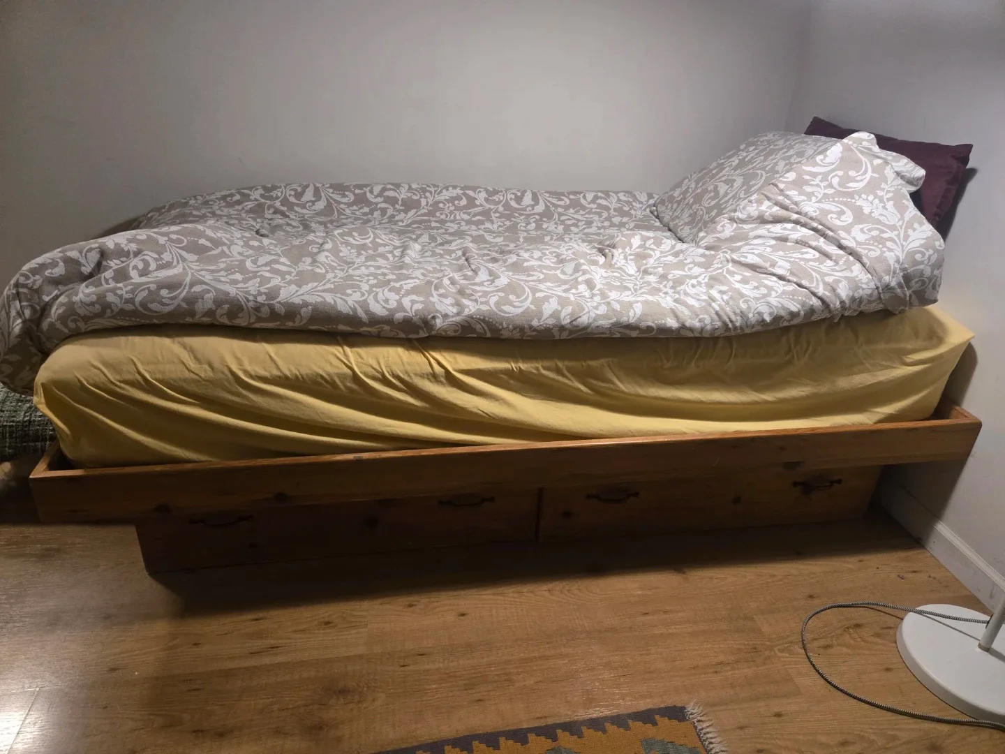 Twin bed frame with storage drawers