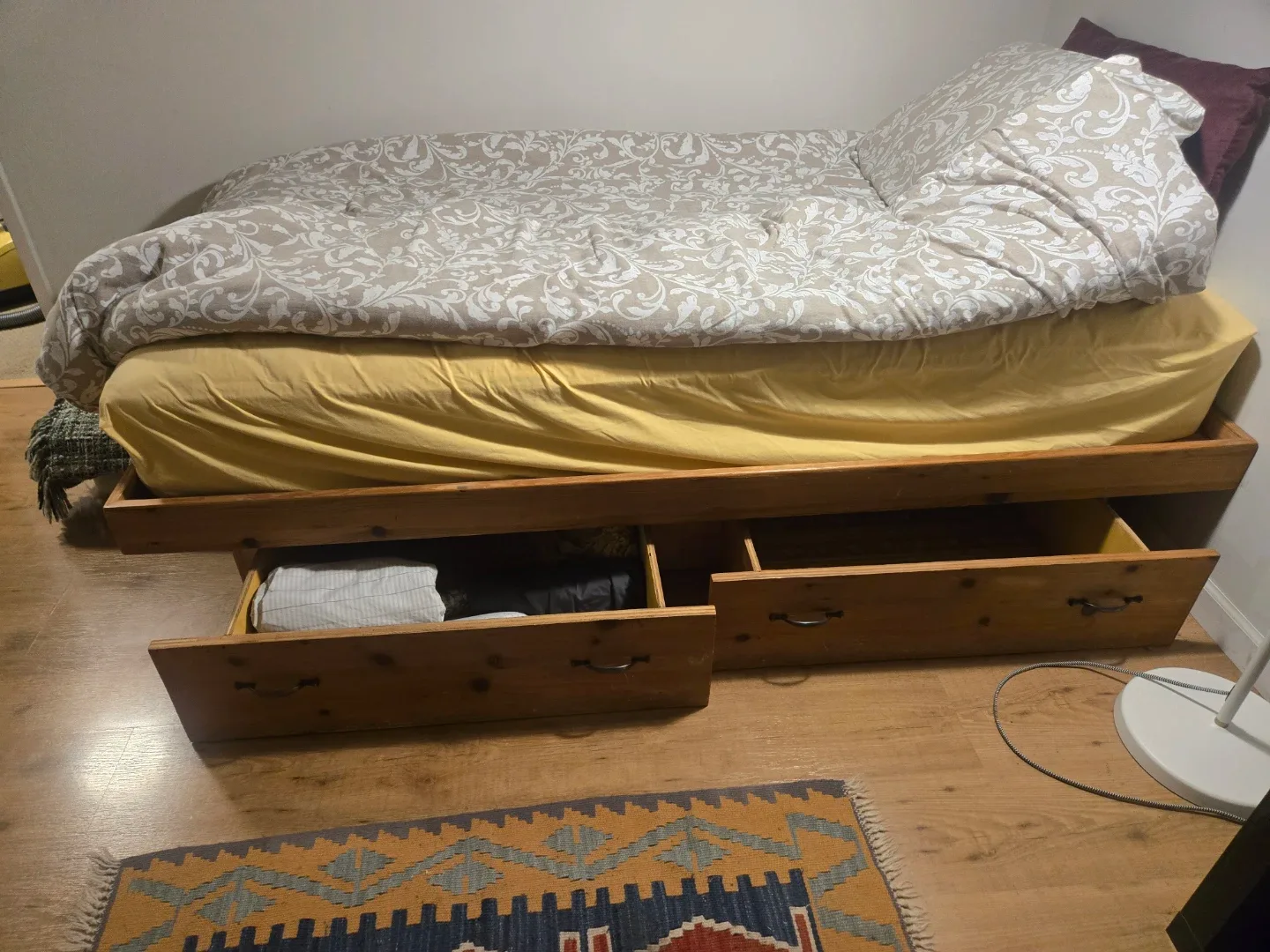Twin bed frame with storage drawers image indicator(2)