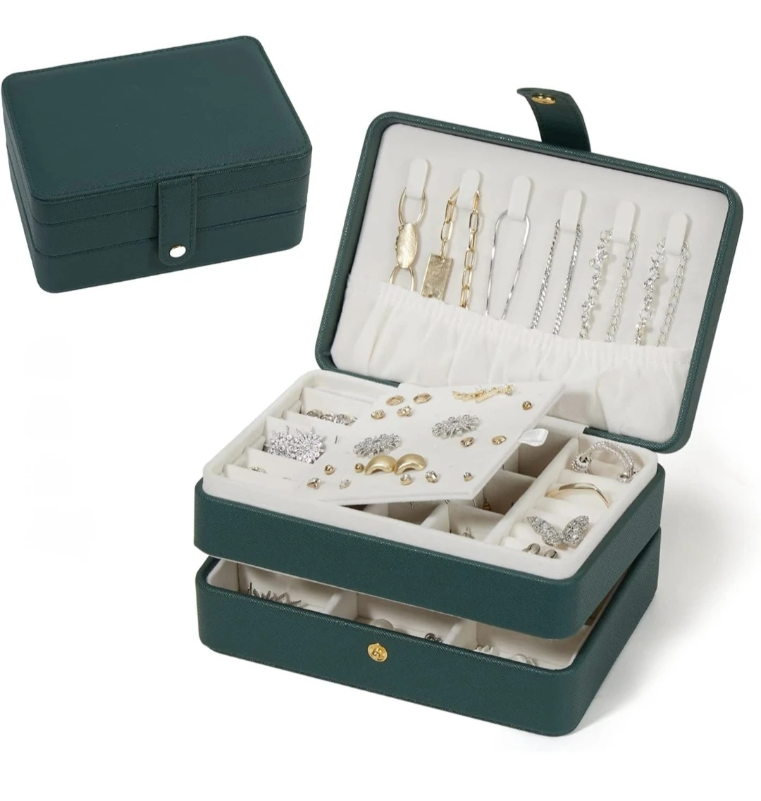 Green PU Leather Made Jewelry box Organizer, 3 Layers New - photo 2