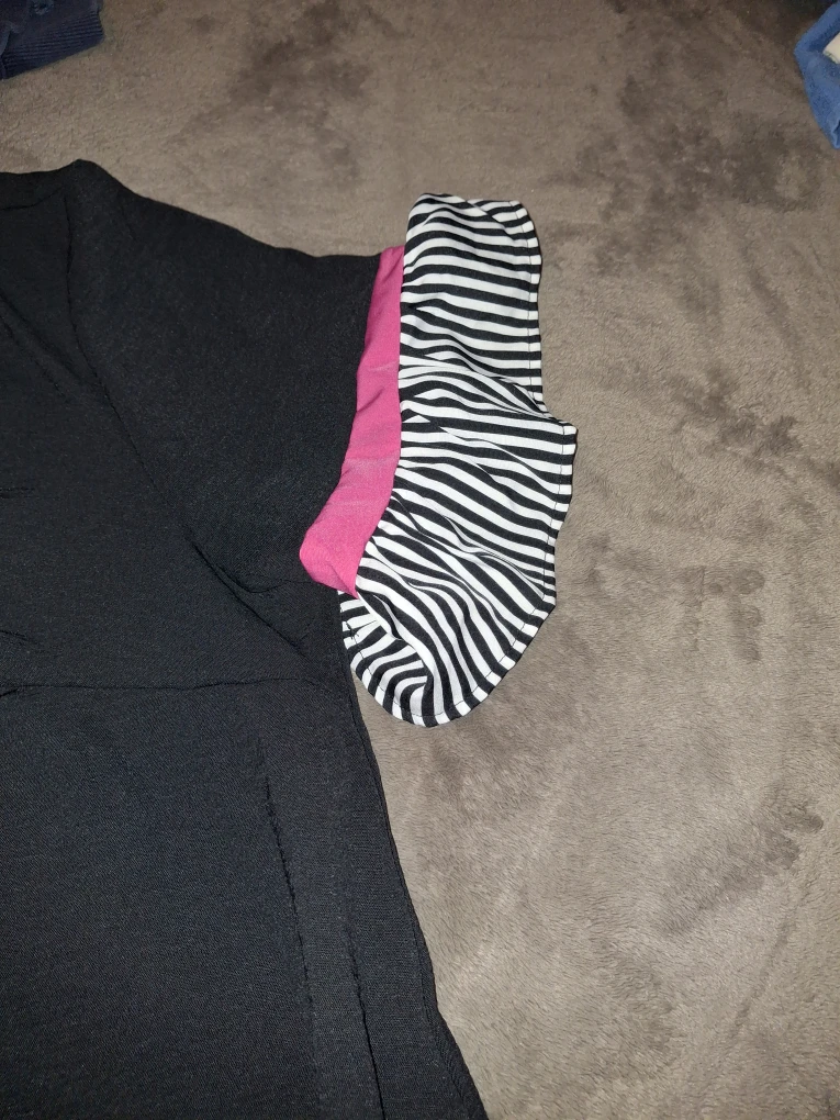 Black Dress with Striped & Pink Trim - photo 3