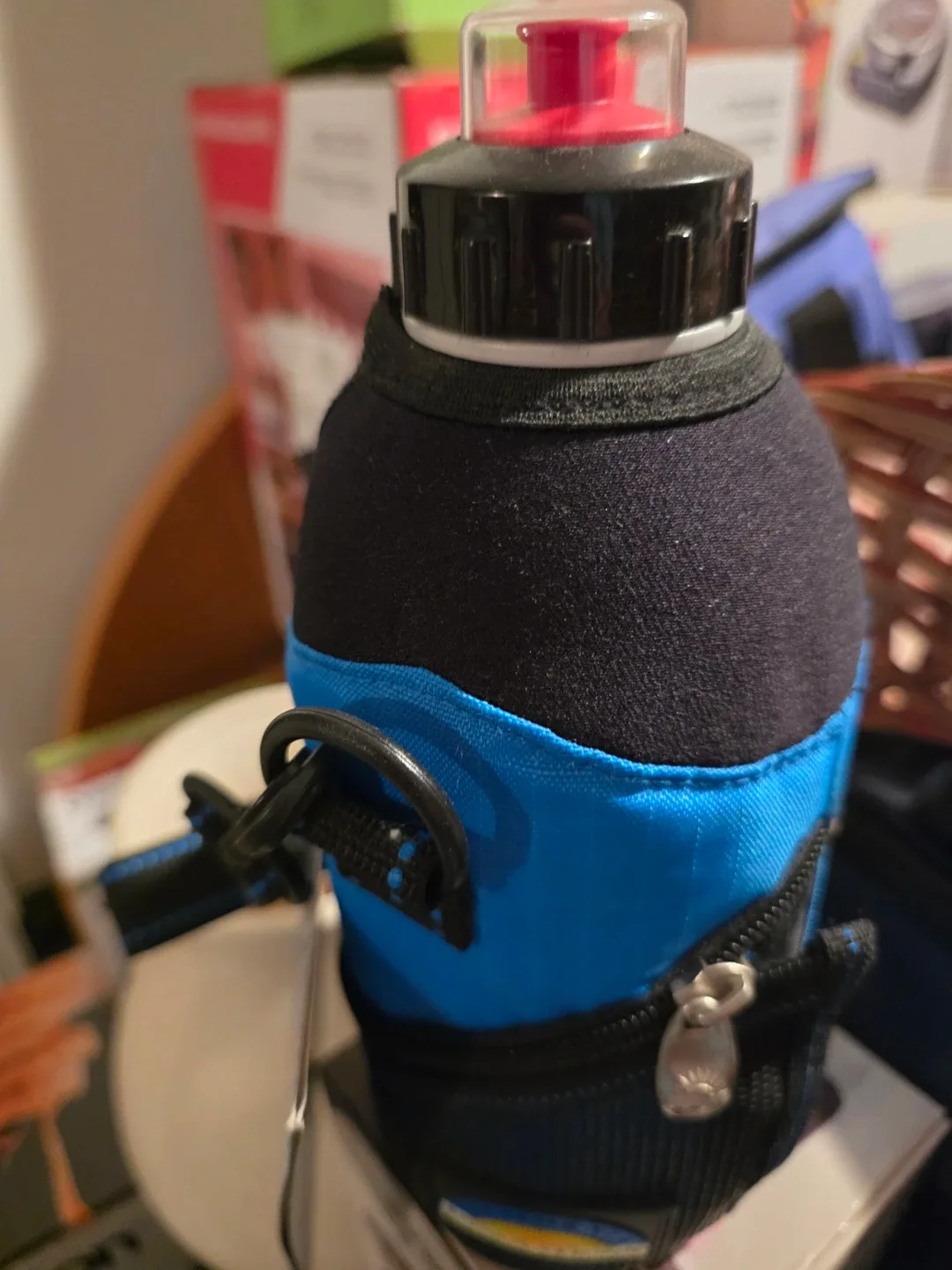 Insulated Water Bottle Carrier - Blue and Black