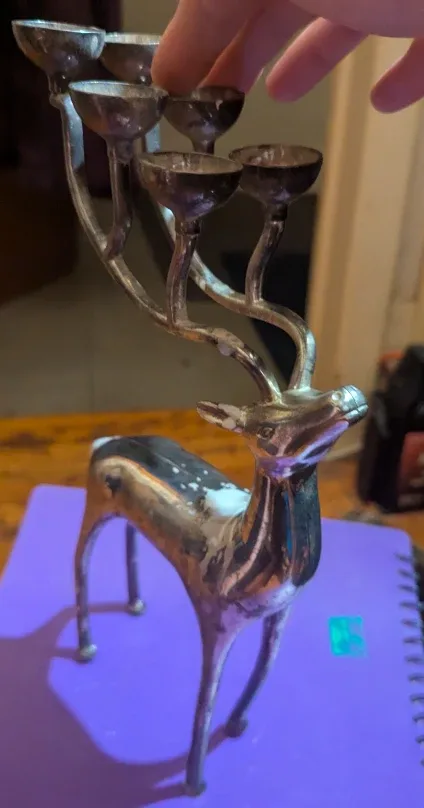 Vintage Silver Reindeer Candlestick Holder