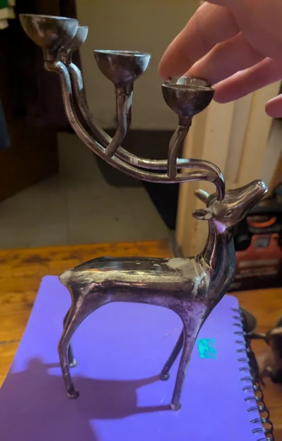 Vintage Silver Reindeer Candlestick Holder image indicator(2)