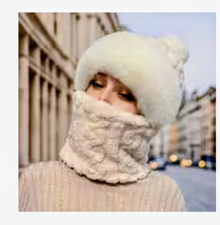 Ultra-Warm Luxury Faux Fur Pom-Pom Beanie & Cable Knit Snood Set