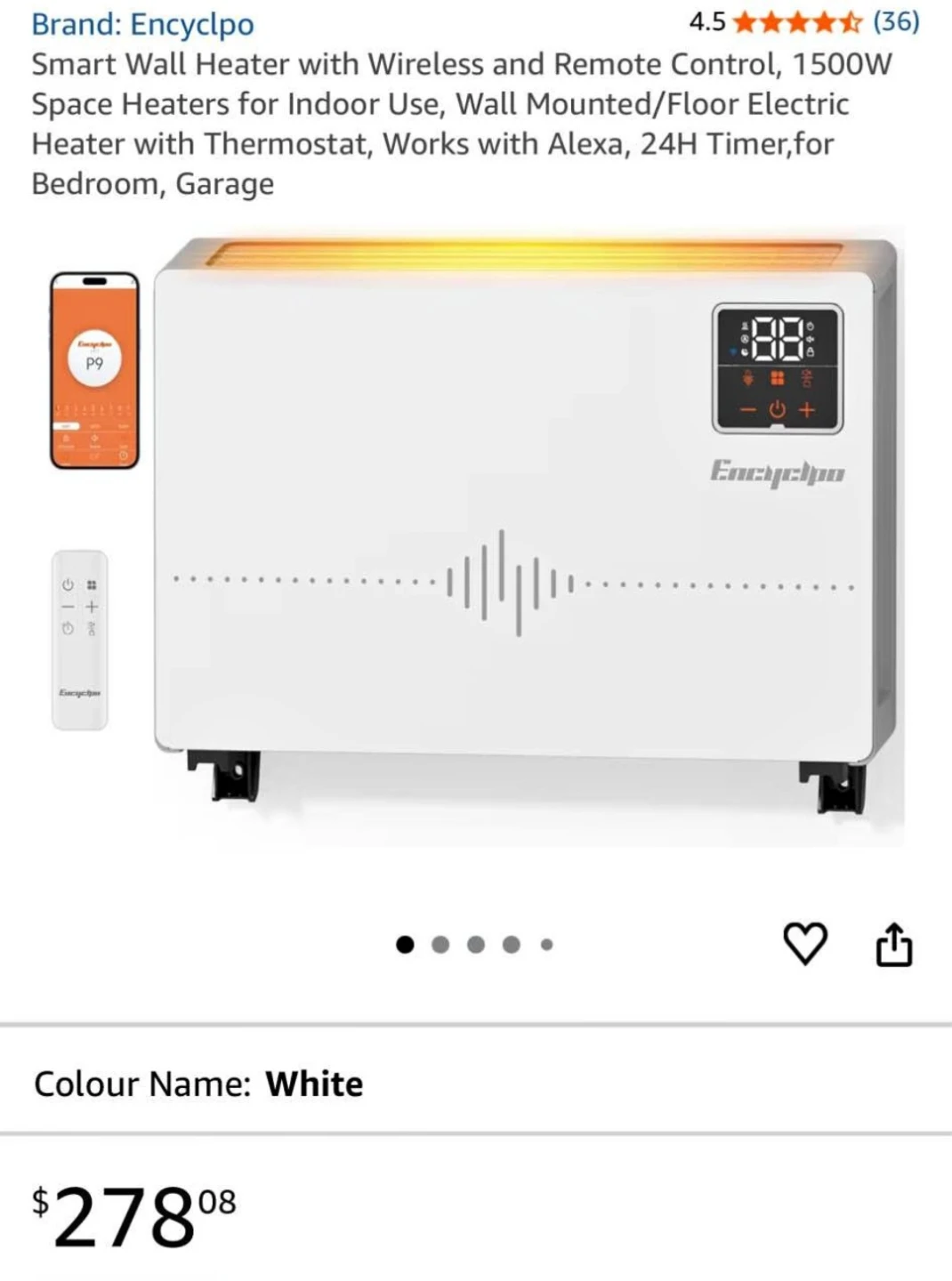 Encylcpo Smart Wall Heater 1500W