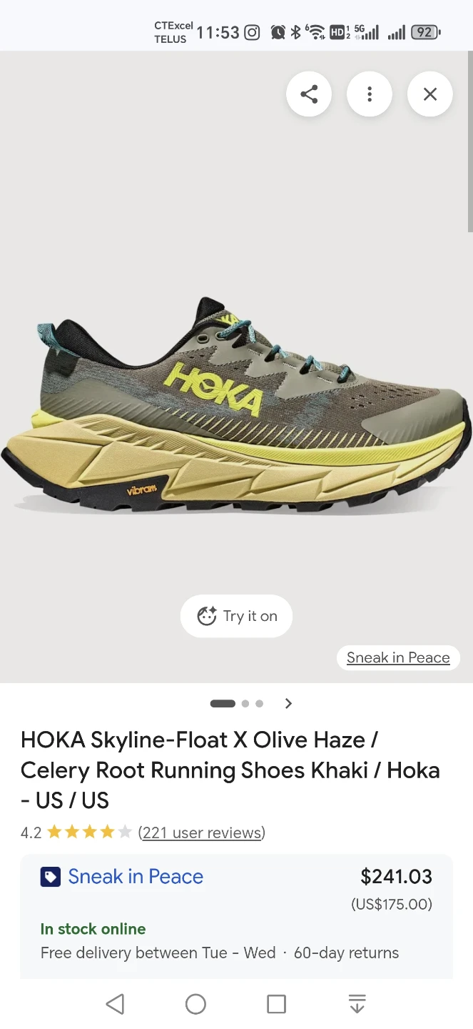 Hoka Skyline-Float X Olive Haze Running Shoes - US 10D - photo 2