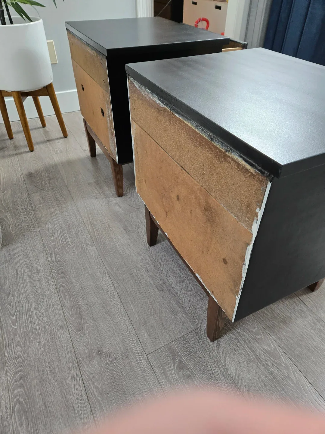 2 x Newly refinished mcm mid century modern nightstands image indicator(10)