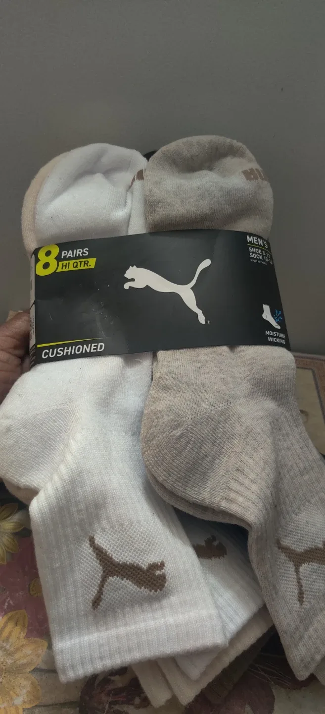 Puma 8 Pairs Hi Quarter Cushioned Socks