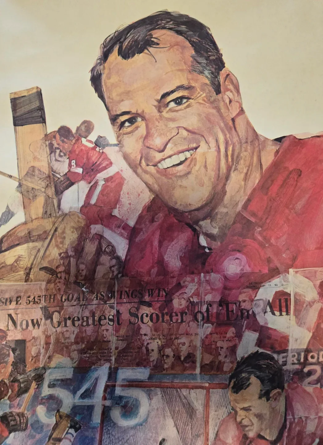 Vintage 1960's Original Signed Gordie Howe Poster image indicator(2)