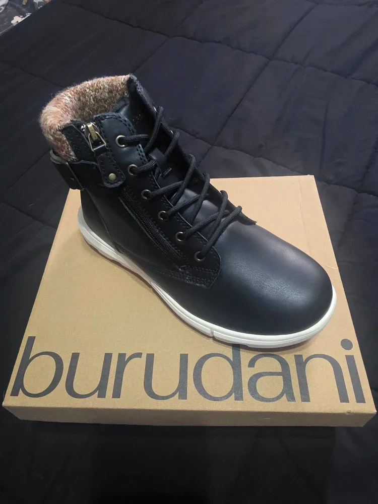 Burdani Black Leather Ankle Boots size 8